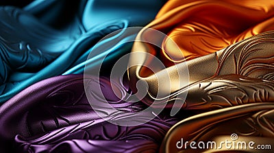 Generative AI, Exploring the Intricate Weaves and Patterns of Fabrics Stock Photo