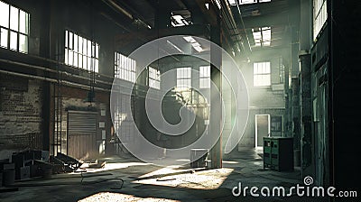 Generative AI Factory hall in the old iron foundry business concept. Stock Photo
