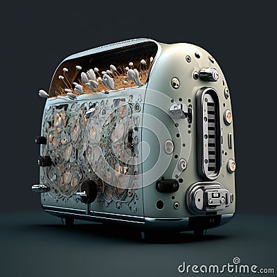 Generative Ai Fantasy Electronic Toaster Cartoon Illustration