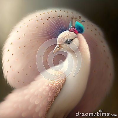 Generative AI: A feathery lovely Bird with a fantasy magic background Stock Photo