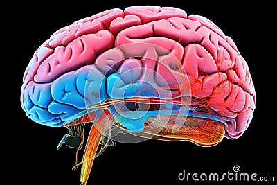fractal motley light brain grafic, cognitive skills, brain neurons nerve synapses, learning habit, mindset knowledge accumulation Cartoon Illustration