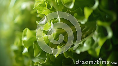 Generative AI Fresh green lettuce closeup selective focus business concept. Stock Photo