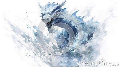 Generative AI, Frostfire: The Icy Breath of the Mighty Dragon Stock Photo