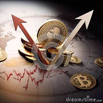 GENERATIVE AI, GENERATIVE, AI, bankrupted arrows rising due to inflation Stock Photo