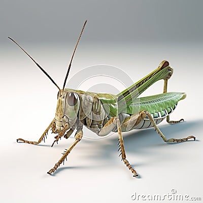 Generative AI of a grasshopper isolated on a white background Stock Photo