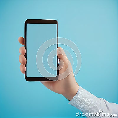 Generative AI : Hand holding smartphone Stock Photo
