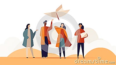 Generative AI Happy People Origami Hobby- Stock Photo