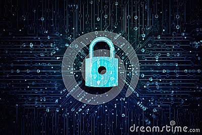 Generative AI High-Growth Data Privacy Startup. Lock icon. Concept of data security Stock Photo