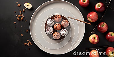 Homemade Halloween Candy Taffy Apples on a Plate 3 Stock Photo