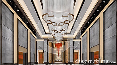 Hotel lobby with passenger elevator 1695522716802 2 Stock Photo