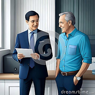 A seasoned couple is consulting a financial advisor regarding their investment options. Generative Ai Stock Photo