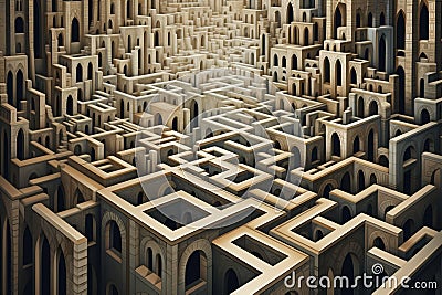 Generative Ai illustration of a maze Cartoon Illustration