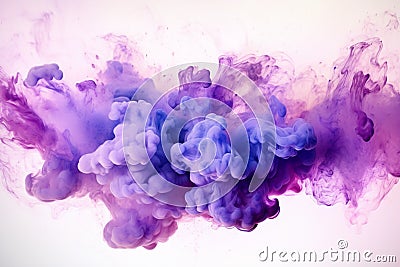 Violet pastel ink smoke cloud in water - generative Ai illustration Cartoon Illustration