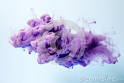 Violet pastel ink smoke cloud in water - generative Ai illustration Cartoon Illustration