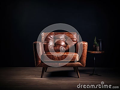 Generative ai illustration of luxurious brown leather armchair Cartoon Illustration