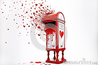 Generative AI illustration of postbox spitting out hearts Cartoon Illustration