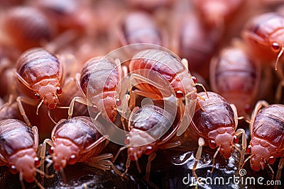 Generative ai illustration of Bedbugs on matrass in close-up Cartoon Illustration