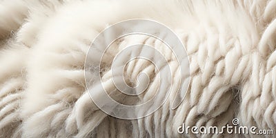 Generative AI illustration of white soft fluffy wool of sheep with long fur Cartoon Illustration
