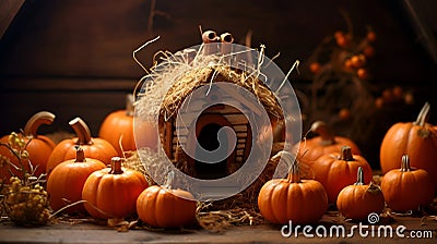 Generative Ai illustrations, halloween pumpinks decorations, cool decorations ideas Cartoon Illustration