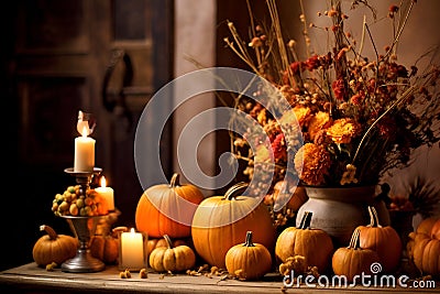 Generative Ai illustrations, halloween pumpkins decorations house, cool decorations ideas Cartoon Illustration