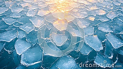 Generative AI Image of Abstract Pattern Background of Ice Cubes and Sunlight Stock Photo