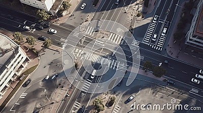 Generative AI image of aerial view of a busy city street Stock Photo
