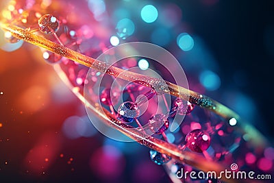 Generative AI Image of Biotechnology Science with DNA Gene Helix Molecule Structure Stock Photo