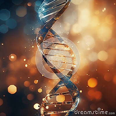 Generative AI Image of Biotechnology Science with DNA Gene Helix Spiral Structure Stock Photo