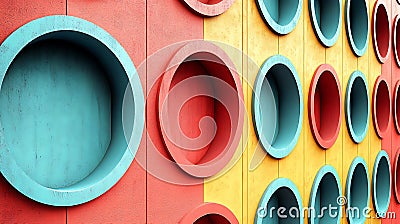 Generative AI Image of Bold Circle Geometric Pattern with Contrasting Colors and Subtle Gradients Stock Photo