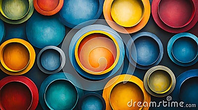 Generative AI Image of Bold Circle Geometric Pattern with Contrasting Colors and Subtle Gradients Stock Photo
