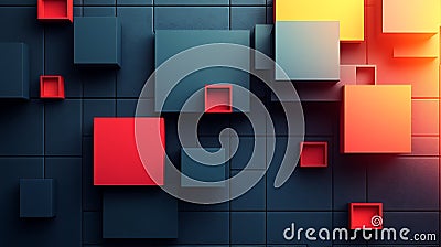 Generative AI Image of Bold Rectangular Geometric Pattern at Contrasting Colors and Subtle Gradients Stock Photo