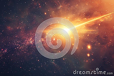 Generative AI Image of Bright Comet with Starry Galaxy in Outer Space Stock Photo