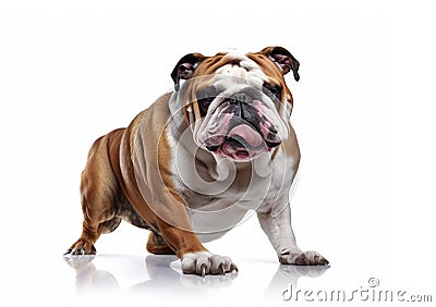 Generative AI image of a bulldog puppy on an isolated white background Stock Photo