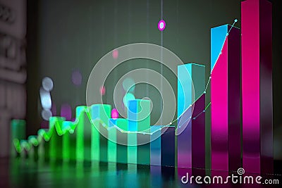 Generative AI Image of Business Success Growth Bar Chart Diagram for Company Statistic Data Report Stock Photo