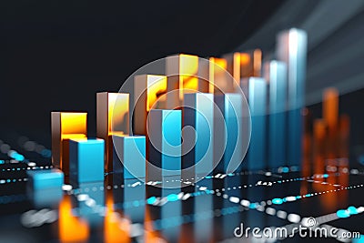 Generative AI Image of Business Success Growth Bar Chart Diagram for Company Statistic Data Report Stock Photo