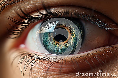 Generative AI Image of Close Up Macro Shot of European Person Green Eyed Stock Photo