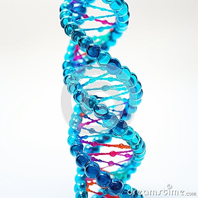 Generative AI Image of DNA Gene Helix Blue Molecule Structure on a White Background Stock Photo