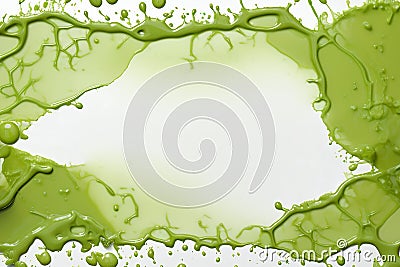 Generative AI Image of Green Juice Drink Frame Background with Blank Space Stock Photo
