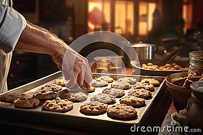 Generative AI Image of Male Chef Hands Making Cookies in the Kitchen Stock Photo
