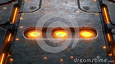Generative AI Image of Metallic Sleek Surface Abstract Background with Digital Technology Light Stock Photo
