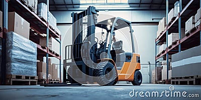 Generative AI image of modern truck in warehouse Stock Photo