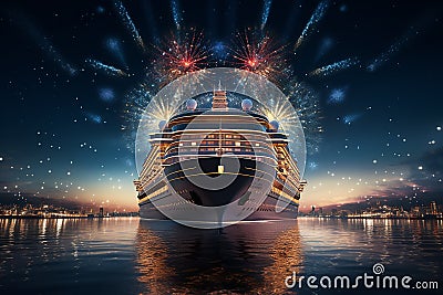 Generative AI Image of New Year Party Celebration in Luxury Cruise Ship Stock Photo