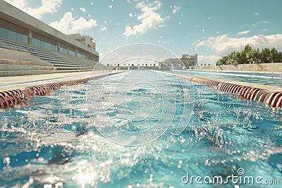 Generative AI Image of Outdoor Sport Swimming Pool with Grandstand Stock Photo