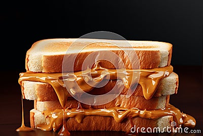 Generative AI Image of Pile of Bread with Peanut Butter Stock Photo