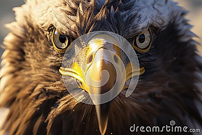 Generative AI Image of Sharp Eyes of Eagle Hawk Predator with Beak Stock Photo