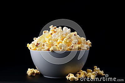 Generative AI Image of Sweet Popcorn Snack in a White Bowl Stock Photo