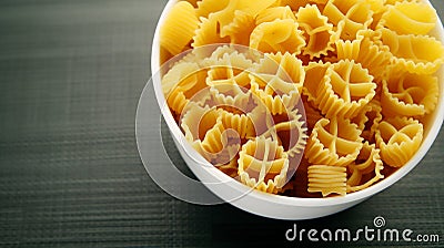 Uncooked rotelle pasta: Playful wagon wheel-shaped pieces, ready to twirl and soak up flavors Stock Photo