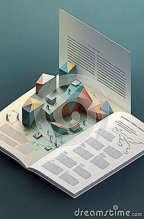 Generative AI of Isometric concept illustration of business analysis Cartoon Illustration