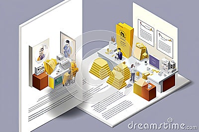 Generative AI of Isometric concept illustration of business analysis Cartoon Illustration