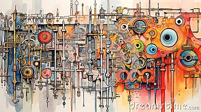 Generative AI, Key design street graffiti art, labyrinth Stock Photo